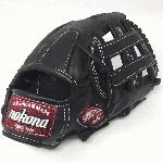 Nokona preminum steerhide black baseball glove with white stitching and h web. The Nokona Legend Pro is a top-of-the-line glove that is made is made entirely from full Sandstone Leather, which is noted for its light color and medium to firm feel. This glove is ideal for a player looking for structure, durability, and a custom break-in. As with all high quality gloves, the Legend Pro will take effort to break in, but it will be well worth it! Once the Legend Pro is game ready, it will maintain its shape and offer exceptional durability for as long as your own the glove. Nokona has built a reputation for providing the highest quality gloves, which are made right here in the USA.