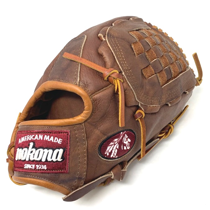 TOP GRAIN STEERHIDE Inspired by Nokona’s history of handcrafting ball gloves in America for over 85 years, the proprietary Walnut Crunch™ leather is a Nokona signature. This glove provides great stability, durability, and a game-ready feel. The classic Walnut™ series has been updated to highlight the glove’s modern features, while also paying tribute to Nokona’s long-standing baseball and softball heritage.    Inspired by Nokona’s history of handcrafting ball gloves in America for over 85 years, the proprietary Walnut Crunch™ leather is a Nokona signature. This glove provides great stability, durability, and a game-ready feel. The classic Walnut™ series has been updated to highlight the glove’s modern features, while also paying tribute to Nokona’s long-standing baseball and softball heritage.  Position: Outfield Adult 13 Pattern Closed Web Open Back Walnut Crunch ~740g One Year Warranty Handcrafted with Pride in the USA    