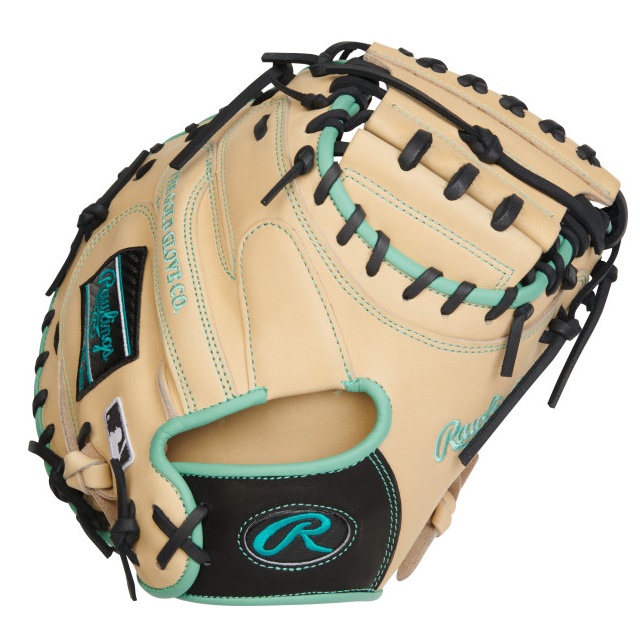 The Rawlings Gold Glove Club's May 2023 Glove of the Month is a top-of-the-line catcher's mitt designed for ultimate control and precision on the field. With a 33 pattern, this mitt is standard size, providing added control in the pocket for catching pitches. The mitt features a 1-Piece Closed web, which is ideal for catchers to trap every pitch and ensure a secure catch. This web design also allows for greater visibility and control of the ball, making it easier to transition from catching to throwing. Constructed from Rawlings' world-renowned Heart of the Hide® leather, this catcher's mitt is durable and built to last. The leather is specially treated to maintain its shape and form over time, ensuring that the mitt will perform at its best season after season. The glove's black and teal ColorSync™ embroidered patch logo is eye-catching and adds a touch of style to the mitt. The logo showcases the Rawlings Gold Glove Club's commitment to excellence in both performance and appearance. Overall, the Rawlings Gold Glove Club's May 2023 Glove of the Month is a top-quality catcher's mitt that provides superior control, precision, and durability on the field. With its advanced design and high-quality materials, this mitt is a must-have for serious catchers who want to perform at their best.   