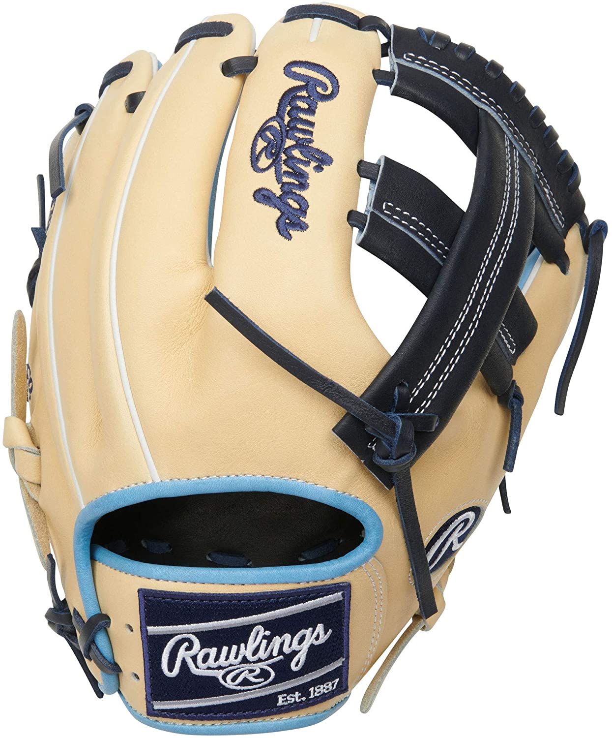 Constructed from Rawlings' world-renowned Heart of the Hide steer leather, Heart of the Hide gloves feature the game-day patterns of the top Rawlings Advisory Staff players. These quality gloves have defined the careers of those deemed as the finest in the field and are are available to elite athletes looking to join the next class of defensive greats. - 11.5 Inch 200 Pattern - Single Post Web w/X-Lace - Conventional Back - Padded Thumb Sleeve - Tennessee Tanning Rawhide Leather Laces - Constructed from the Top 5% of All Hides Available - Deer tanned Cowhide Plus Palm Lining - Soft Full-Grain Fingerback Linings - Heart of the Hide Steer Leather. More pros trust Rawlings than all other brands combined. The 2021 Rawlings Heart of the Hide 11.5-inch infield glove is a testament to that quality that defines greatness. It's meticulously crafted from ultra-premium steer-hide leather, which breaks in to form the perfect pocket. it also gives you unparalleled quality and durability across the diamond. In addition, it features the same superior comfort and feel you expect from any HOH glove thanks to its deer-tanned palm lining, thermoformed wrist lining, and padded thumb sleeve. This infield glove's 200-pattern is our most popular infield pattern, due to its large pocket and extreme versatility. All of this comes together beautifully, in an eye-catching three-tone camel, navy, and Columbia blue design to make you standout every play. As a result, you'll get an eye-catching glove that is only outdone by the amazing plays you'll make with it.    Back: Conventional     Fit: Standard     Level: Adult     Lining: Deer-Tanned Cowhide     Padding: Moldable     Pattern: 200     Player Break-In: 60     Series: Heart of the Hide     Shell: Steer Hide Leather     Sport: Baseball     Throwing Hand: Right     Web: Single Post     Age Group: Pro/College, High School, 14U, 12U   