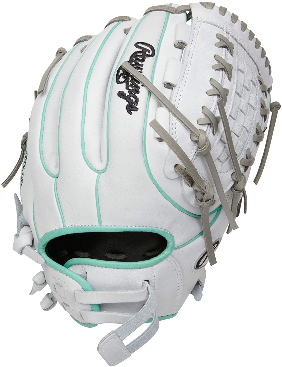 The Heart of the Hide fastpitch softball gloves from Rawlings provide the perfect fit for the female athlete. Fits like a glove is a meaning softball players have never truly understood until now. The hand openings, finger stalls, palm padding, and patterns are tailored to the female athlete’s hand with more attention to detail than ever before. The Heart of the Hide fastpitch series gloves are 80% broken in at the factory so they require minimal player effort to ensure they are game-ready. - 12 Inch Fastpitch Model - Double-Laced Basket Web - Leather Palm Lining - Tennessee Tanning Rawhide Leather Laces - Padded Thumb Loops - Specifically Developed for the Elite Female Player - Pull Strap Back - Break-In: 80% Factory / 20% Player. The 2021 Heart of the Hide 12-inch softball glove was artfully crafted using our 71-pattern. This popular softball pattern was designed specifically for the fastpitch player, to provide a better fit and feel - and deeper pocket. It's crafted from our legendary HOH leather that's world-renowned for its durability and performance. This white glove has the perfect touch of color, with beautiful ocean mint binding and welting. This blissfully compliments the basket connector web and gray lacing, to give you a subtle style all your own. In addition, it offers a quick, easy break-in for a more game-ready feel, making it easier to form your perfect pocket. We've designed our HOH softball gloves to provide an improved fit, specifically tailored to the softball player's hand. Our custom fit pull-strap back allows you to easily adjust the hand opening for a perfect fit every inning. As a result, you'll play with more confidence thanks to a glove that keeps up with your playmaking abilities. If you're an elite level softball player this glove is perfect for you. Take the next step in your game now, order yours today!  Color:   White  Throwing Hand:   Right  Sport:   Softball  Back:   Adjustable Pull Strap  Player Break-In:   35  Fit:   Narrow  Level:   Adult  Lining:   Shell Leather Palm  Padding:   Moldable  Series:   Heart of the Hide  Shell:   Horween Featherlight Leather  Web:   Basket  Size:   12 in  Pattern:   71SB  Age Group:   Pro/College, High School, 14U, 12U  