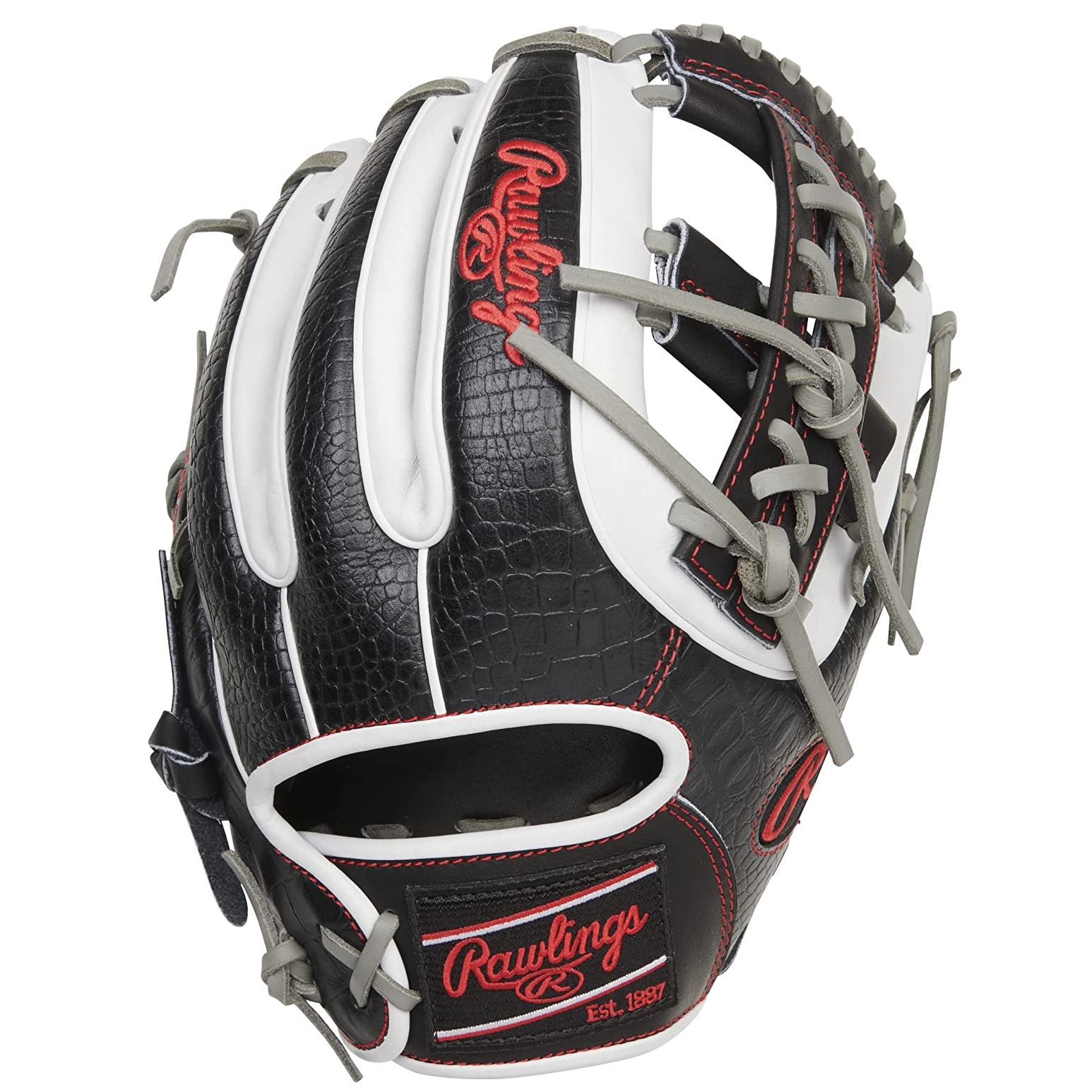           The Rawlings PRO314-32BW Heart of the Hide 11.5-inch Infield Glove is the ultimate tool for making spectacular plays on the diamond. Crafted from ultra-premium steerhide leather, this glove boasts legendary HOH performance features that will elevate your defense. The 11.5-inch pattern is lightweight and easy to maneuver, while the Split Single-Post web provides a spacious pocket with a unique look. The croc-embossed black shell is accented with striking scarlet and white, making this glove the envy of your team. When you take the field, make sure you have the right glove to succeed. Get your Rawlings Heart of the Hide 11.5-inch Infield Glove now and save more runs this season! Rawlings is trusted by more pros than any other brand, and when you put on this glove, you'll know why. Head to headbangersports.com to make it your next gamer today! With Rawlings, you know you're getting the mark of a pro. Product Features:  11.5-inch length 314 pattern, which offers a slightly deeper pocket than flat NP gloves and wider than 200 gloves, making it easy to scoop up grounders 60% player and 40% factory break-in Black and white colorway Conventional open back Deertanned cowhide palm lining and soft full-grain finger-back linings for improved comfort Constructed from top-grade U.S. steerhide Padded thumb sleeve Pro-grade leather laces for added durability and strength X-laced single post web Standard fit, with standard finger stalls and a 7-inch to 7.5-inch wrist opening Recommended for infielders (second base, shortstop, and third base) Thermoformed hand opening                     