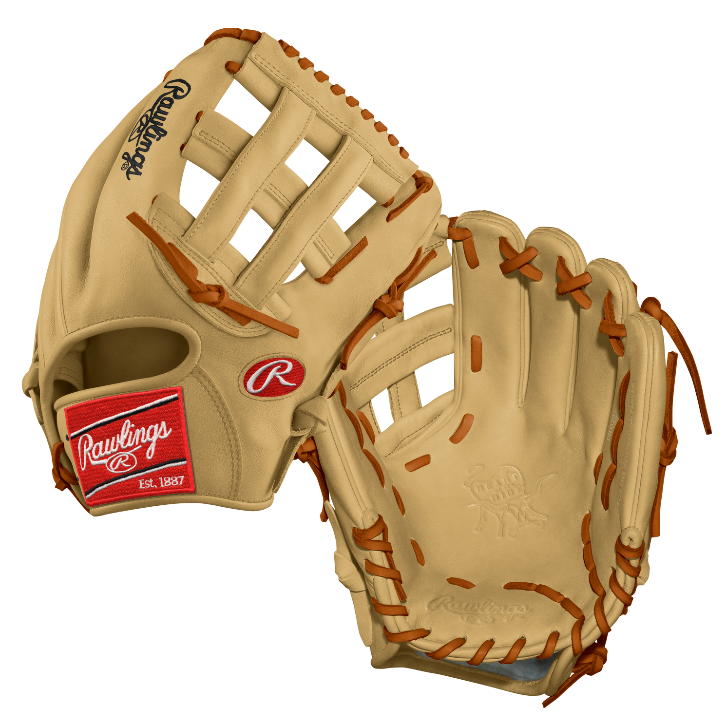          Pattern 205 Sport Baseball Leather Heart of the Hide Fit Standard Throwing Hand Right-Hand Throw Position Infield Size 11 3/4 Web Pro H  Color Camel Logo Patch White on Scarlet Camel Shell  Palm Camel Laces Tan Welting Palm Camel Back Welting Camel Binding Camel Camel Stitching Stamping Indent       