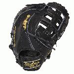 pspan style=font-size: large;The Rawlings Heart of the Hide 12.5-inch First Base Mitt is a high-quality glove that is perfect for first base men looking for dependability and versatility. The glove is crafted using top-of-the-line materials, including a Heart of the Hide traditional leather shell that is cut from the top 5% of Rawlings' hides. This gives the glove a durable yet flexible feel that adapts to any catching angle./span/p pspan style=font-size: large;The modified Pro H-Web pattern is a popular choice among professional first basemen due to its lightweight construction and give, which helps players scoop out low throws and maximize their pivot range off the bag. The wide, flat shell construction gives the glove just enough flex to adapt to any catching angle while still providing the stability needed to field groundballs./span/p pspan style=font-size: large;In addition to its superior construction, the Rawlings Heart of the Hide 12.5-inch First Base Mitt features a padded thumb sleeve and soft full-grain finger back lining for added comfort. The overlapping fastback design ensures a secure fit, while the Tennessee Tanning rawhide leather laces add structure, durability, and strength./span/p pspan style=font-size: large;This mitt comes in a striking jet black with gold accents, lending an air of authority to your game at first. The break-in period for this mitt is 70% player, 30% factory, so you can quickly get the glove game-ready./span/p pspan style=font-size: large;The Rawlings PROFM18-17B Heart of the Hide 12.5-inch First Base Mitt is a high-performing glove that is perfect for those looking for dependability and versatility in their infield play./span/p