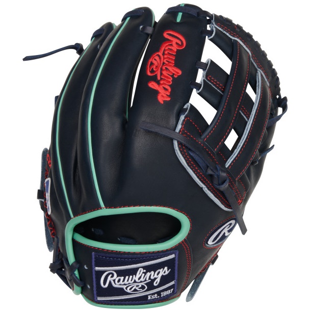 Add some cool color to your ballgame with the Heart of the Hide 12 inch ColorSync 6  H-web glove from Rawlings. The glove is crafted from ultra premium steer hide leather to give you performance and design fitting for a pro. The the deer-tanned cowhide lining, padded thumb sleeve, and thermoformed wrist give this glove a superior fit and feel. In addition, this eye-catching mint and navy colorway was crafted on a 12-Inch NA28 pattern glove, the same model used by Rawlings Gold Glover player Nolan Arenado. This pattern is a popular choice for many infielders, thanks to a deep, round pocket that gives you greater glove control. As a result, this ColorSync 6 glove offers the perfect combination of style and performance. This limited edition Heart of the Hide ColorSync 6.0 12-inch H-web glove is perfect for any infielder looking to add some flair and performance to their game.