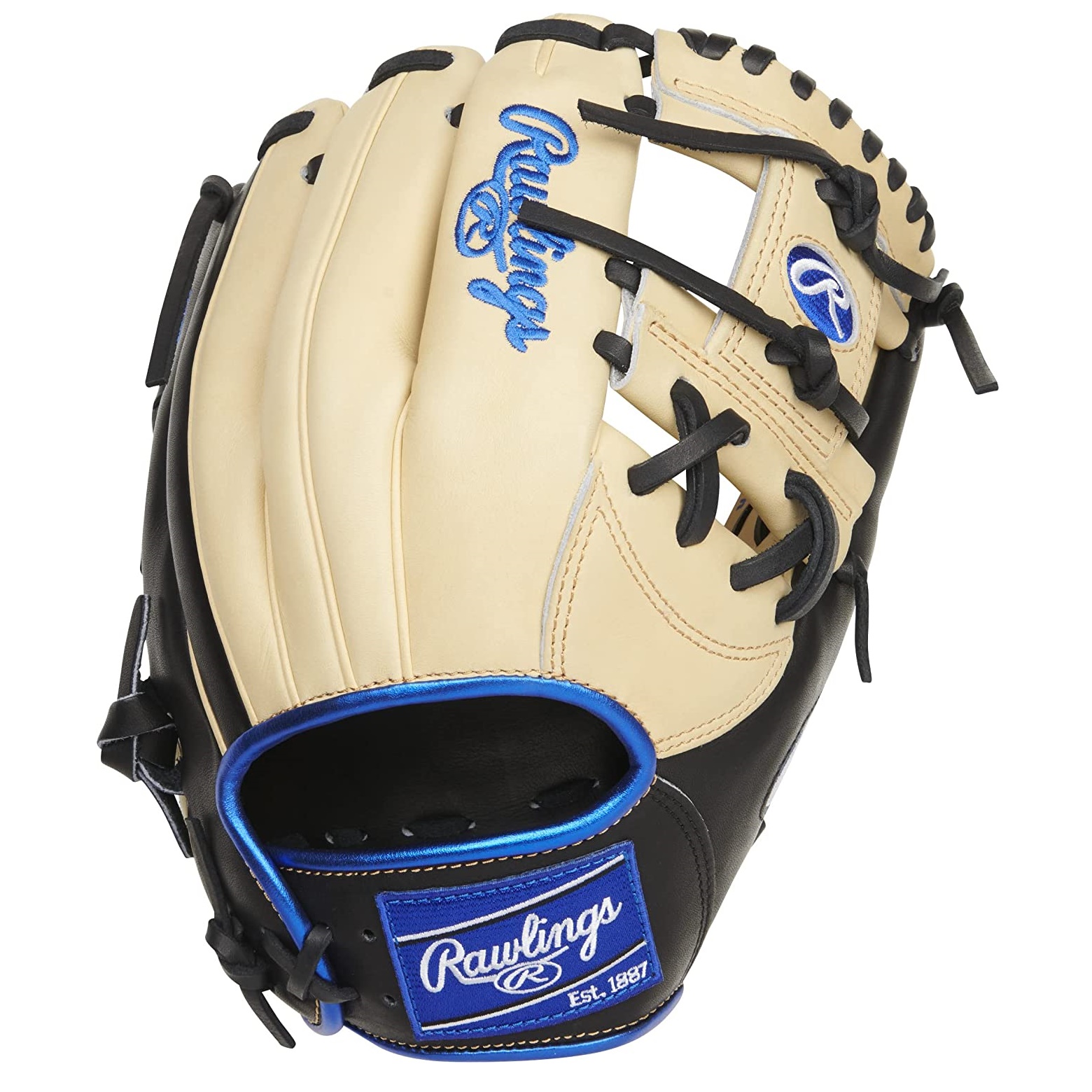   The 11.50 inch PRONP4-2CR is a NP4 pattern Pro I-Web glove is the perfect choice for infielders looking for a top-of-the-line glove. Recommended for players at the second base, shortstop, and third base positions, this glove is constructed from top-grade U.S. steerhide and features a camel, black, and blue colorway with Rawlings logos. The NP4 pattern is 11.5 inches in length, with a flat infield pocket at a standard width that closes the thumb to the middle and 3rd fingers, making it ideal for high school to adult-sized hands.   This glove features a conventional open back and is designed with a stiffer feel that will require a break-in, with 60% of the work done by the player. The deer tanned cowhide inner palm lining improves comfort for the hand inside the glove, and a padded thumb sleeve and thermoformed padding for the back of the wrist provide added comfort and protection. The Pro Grade leather laces add durability and strength to the glove, making it a reliable option for game play.   Featuring a 7-inch to 7.5-inch wrist opening, this glove is designed to fit a high school-to-adult sized hand and is a great option for players looking for a regular fit. Stand out on the field with this top-of-the-line glove that is sure to give you an edge in your game.  Back: Conventional Fit: Standard Level: Adult Lining: Deer-Tanned Cowhide Padding: Moldable Pattern: NP Player Break-In: 60 Series: Heart of the Hide Shell: Steer Hide Leather Sport: Baseball Throwing Hand: Right Web: Pro I Age Group: Pro/College, High School, 14U, 12U 