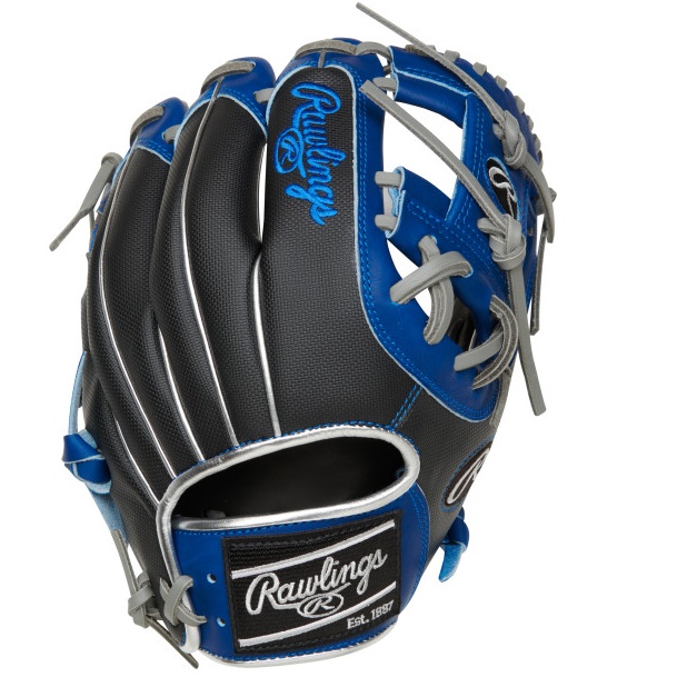 Introducing the Rawlings ColorSync 7.0 Heart of the Hide series - your go-to for the freshest gloves in the game! This 11.5-inch infield glove is a stunner with its slick, metallic silver binding and stamping that perfectly balances out with the royal blue trim. The glove is made of black speed shell material, which significantly reduces its weight, giving you a lightning-quick glove that handles like a dream. This remarkable glove is a perfect example of why the ColorSync series is renowned for perfectly blending style and function on the field.   Pro I Web 11.5 Inch metallic silver stamping metallic silver binding               