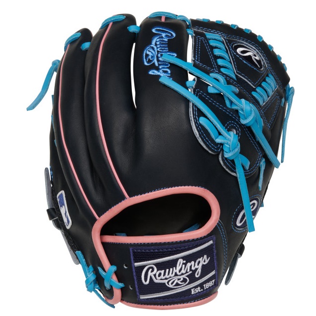 Introducing the Rawlings ColorSync 7.0 Heart of the Hide series - your ultimate source for the freshest gloves in the game! This 11.75-inch glove is a true showstopper, whether you're using it on the mound or in the field. The black Heart of the Hide leather is perfectly complemented by light pink and blue accents throughout the glove, making it a truly standout gamer that will turn heads. The laced 2-piece web design not only provides ample pocket space to grip pitches, but also makes it a versatile option in the infield. This remarkable glove is a perfect example of why the ColorSync series is renowned for perfectly blending style and function on the field.  Crafted from Rawlings ultra-premium steer-hide leather, this pitcher's glove forms a consistent pocket that always performs. Rawlings experienced craftsmen have created this glove in the popular pro 200-pattern, which provides a great feel and control for pitchers. This glove is perfect for baseball players and features a two-piece close web that allows for maximum versatility. The Heart of the Hide series is a top choice for many professional baseball players, and for good reason. The leather is of great quality and provides excellent feel and comfort, even on non-game days. Many players even like to grab the glove and play catch during their rest days.    The Rawlings Heart of the Hide 11.75-inch Infield/Pitcher's Glove is the ultimate tool for dominating on the field. Whether you're on the mound or making plays behind it, this glove will help you perform at your best. With its superior quality and expert craftsmanship, this glove is a must-have for any serious baseball player.     