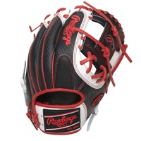 Take your game to the next level with the 2021 Heart of the Hide Hyper Shell infield glove. It offers an ultra-lightweight feel, thanks to our Hyper Shell back, that's 15% lighter than traditional leather. As a result, you maximize your range, and can get to more sharp hit balls. It's constructed in an 11.5-inch 200-pattern, popular for its large pocket and extreme versatility. In addition, it combines the lightweight design with our ultra-premium HOH steer-hide leather world-renowned for its quality and performance capabilities. This 'new-age' infield glove also offers superior comfort and feel thanks to its deer-tanned cowhide lining, padded thumb sleeve, and thermoformed wrist lining. All of this is packed into an eye-catching, three-tone scarlet red, black, and white design that's sure to make your teammates envy you. This Hyper Shell glove is perfect for infielders striving for greatness, and looking to play with more speed. See why more pros trust Rawlings than any other brand, buy now!
