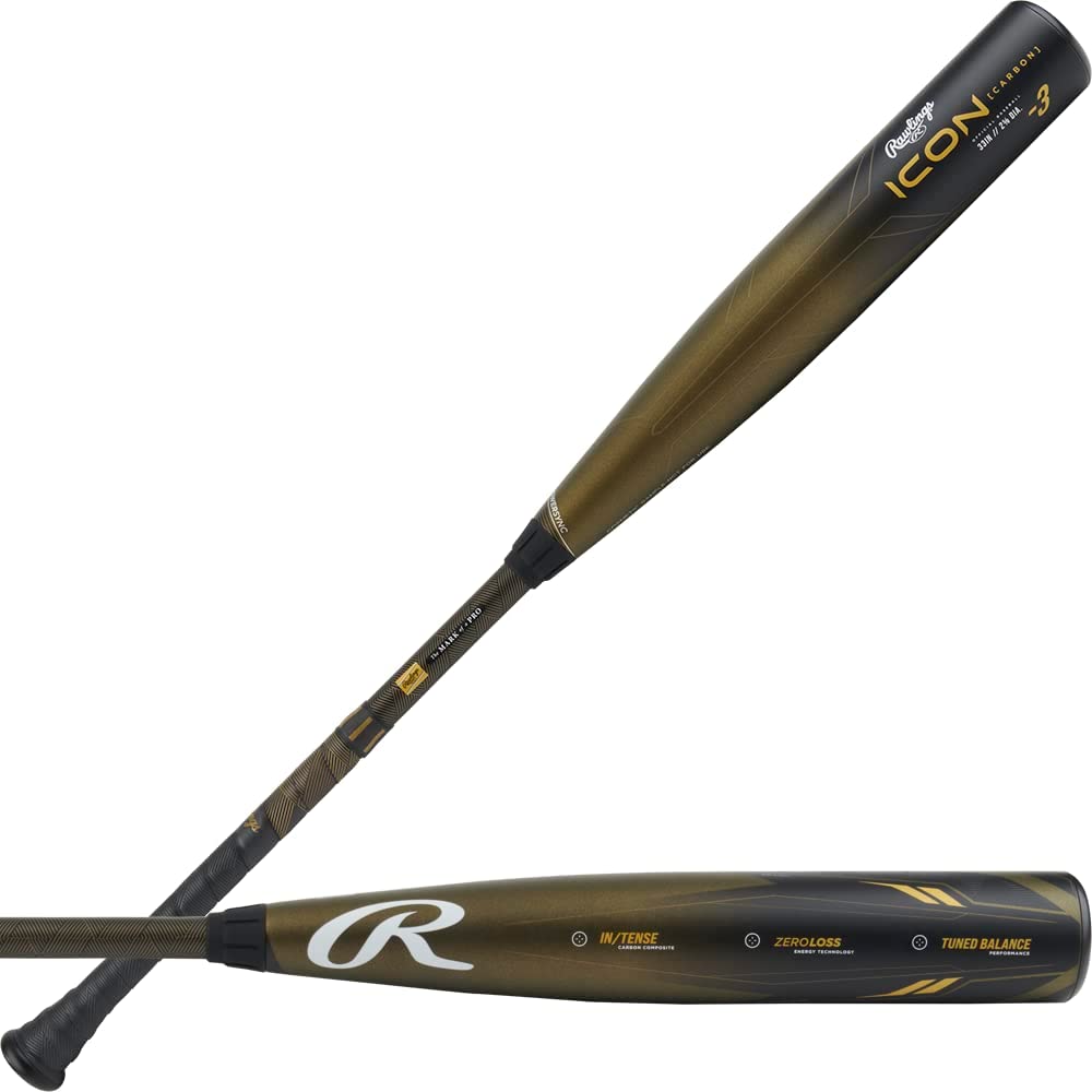 The Rawlings ICON BBCOR baseball bat is a game-changer that combines cutting-edge technology with exceptional performance. Designed with the needs of elite players in mind, this bat offers a perfect grip with its premium RevGrip material, which provides unmatched cushioning and tack for a secure and comfortable feel in the hands. The Zero Loss Technology incorporated in the bat ensures seamless energy transfer from the handle to the barrel, eliminating drag and vibration in the process, resulting in a smooth and powerful swing. The Seamless Carbon Construction, featuring In/Tense Carbon Composite engineering, maximizes barrel sizes, maintains stiffness, and enhances the trampoline effect upon contact, leading to increased power and distance. Built for speed, the Rawlings ICON boasts a tuned balance swing weight that creates maximum bat speed, catering to any unique swing style. Crafted with high-quality carbon composite material, this bat meets the BBCOR certification standards, making it legal for play at the high school and collegiate levels. With the Rawlings ICON BBCOR baseball bat in your hands, you can expect nothing less than a game-changing experience on the field.