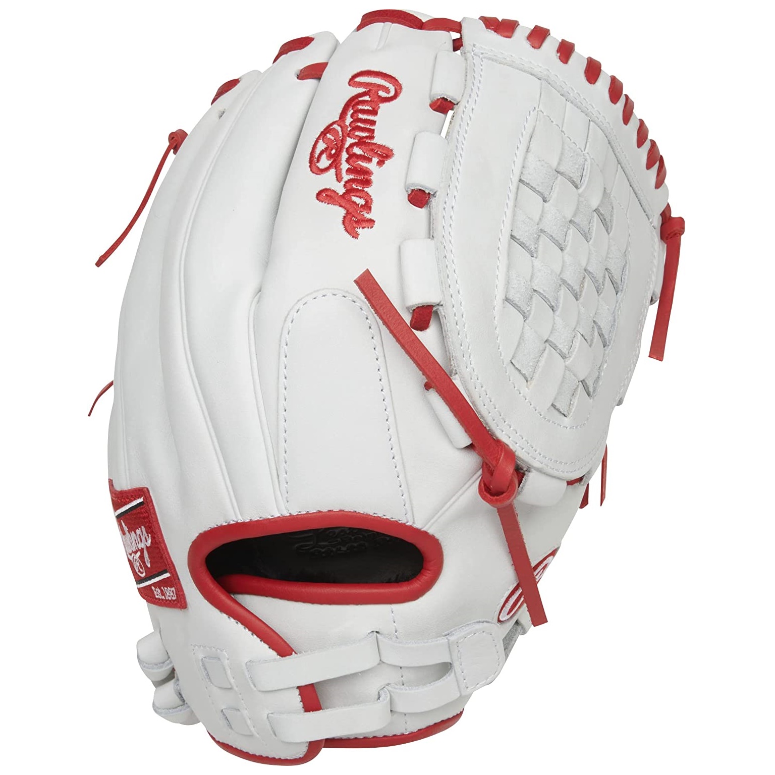      Size 12.5   Brand Rawlings   Material Leather   Hand Orientation Right Hand Throw   Glove Type Pitcher   Color 12.5 Inch - Basket Web - White/Scarlet               PREMIUM MATERIALS | Crafted with quality, full-grain leather for enhanced durability STRONG AND DURABLE | Due to the Pro Grade leather laces and padded thumb sleeve PULL STRAP CLOSURES | Allow for each player to find the perfect fit to their hand IDEAL FOR AVID PLAYERS FROM HIGH SCHOOL TO THE PROS BREAK IN | 70% Factory 30% Player     