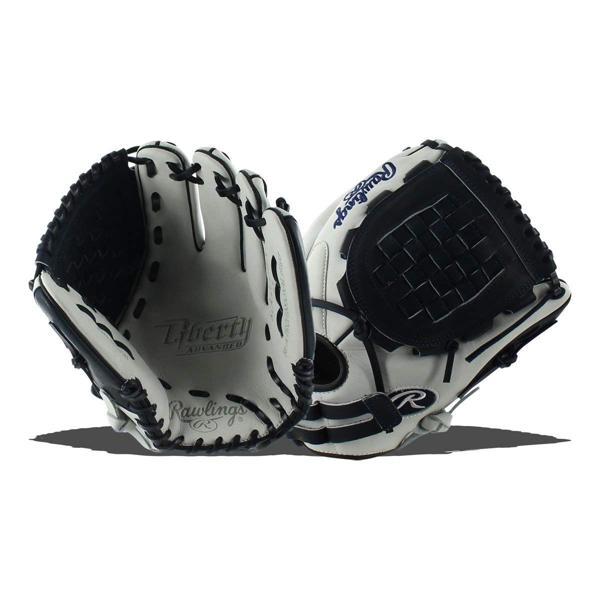 Limited Edition Color Series - White/Navy Colorway 12 Inch Women's Model Basket Web Break-In: 80% Factory / 20% Player Custom Fit, Adjustable, Non-Slip Pull Strap Back