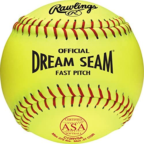 rawlings-official-asa-dream-seam-fastpitch-softball-c12rysa-single-ball C12RYSA-1EA Rawlings  SINGLE C12RYSA SOFTBALL ASA NFHS approved fastpitch softball Yellow cover &