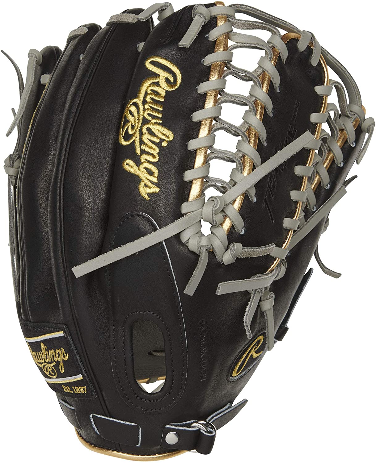 Crafted from Rawlings flawless kip leather, the Rawlings 2021 Pro Preferred 12.75 inch outfield baseball glove offers unparalleled quality and performance. It's built using the same pattern used by perennial MVP candidate Mike Trout. This unique glove features a classic black design along with eye-catching gold binding, and grey lacing. In addition, like every Pro Preferred glove, it features our Pittards Sheepskin palm lining for an ultra-comfortable feel that wicks away moisture so your hand stays dry. Its 100% wool padding forms into a perfect pocket, and the all-natural wool wrist strap provides superior comfort every inning out. As a result, you'll get the ultimate combination of pro level quality, and luxurious comfort. If you're an elite level outfielder looking to join the next class of defensive greats, this Pro Preferred glove is perfect for you.     Back: Fastback     Fit: Standard     Level: Adult     Lining: Pittards Sheep Skin     Padding: 100% Wool Blend     Pattern: MT27     Player Break-In: 70     Series: Pro Preferred     Shell: Kip Leather     Special Feature: Pro Game Day Patterns     Sport: Baseball     Used by: Mike Trout     Web: Trap-Eze     Age Group: Pro/College, High School, 14U     