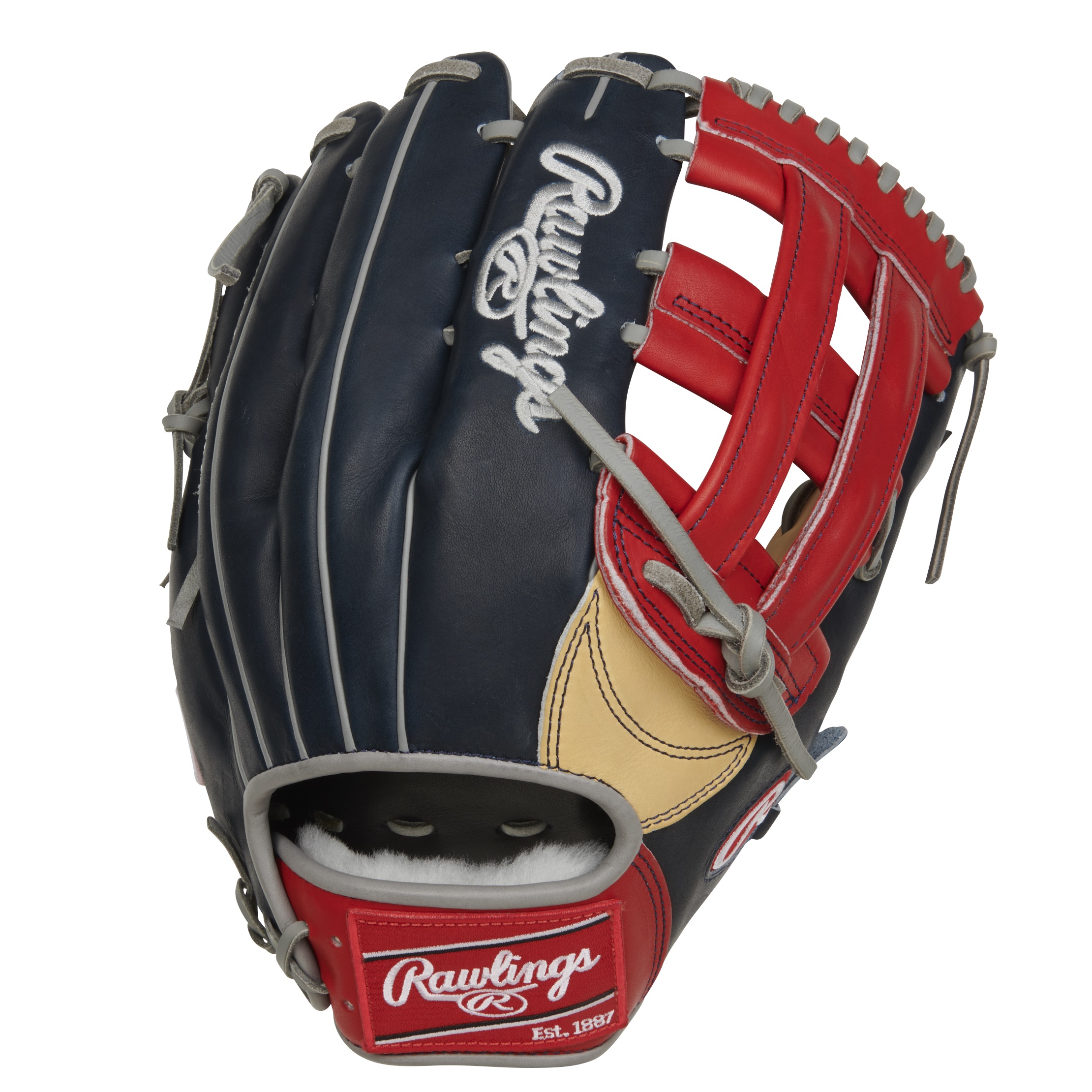           Rawlings 12 3/4-Inch RA13 Pattern Pro H™ Web Baseball Glove - Camel/Navy Colorway - Ronald Acuña Jr. Pattern The Rawlings 12 3/4-inch RA13 Pattern Pro H™ Web Baseball Glove in the striking camel and navy colorway is a tribute to the skill and style of one of the game's brightest stars, Ronald Acuña Jr. This glove, designed with the input of Acuña himself, combines top-tier craftsmanship, a unique pattern, and an eye-catching color scheme to create a glove that stands out on the field. Glove Size:  With its expansive 12 3/4-inch size, this glove offers outfielders and players in deeper positions an extended reach and increased catching surface. The larger size allows for impressive range and exceptional ball-tracking ability, giving outfielders the confidence to make game-changing plays. Glove Pattern:  The RA13 pattern, bearing the name of Ronald Acuña Jr., is a custom design tailored to his preferences and style of play. Crafted with precision, this pattern takes into account the specific needs of outfielders, providing an optimal pocket shape and depth for effortless catches and quick transfers. Glove Web:  Equipped with the Pro H™ web, this glove offers a reliable and versatile option for outfielders. The Pro H™ web provides a secure pocket that helps outfielders track fly balls while shielding their eyes from the sun. Its design offers excellent ball retention and stability, making it easier to secure catches and prevent balls from popping out. Colorway:  The camel and navy colorway of this glove adds a touch of sophistication and uniqueness to your game. The combination of these two colors creates a visually appealing aesthetic that sets you apart from the crowd. Whether you're making a diving catch or showing off your style, this color scheme makes a statement on the field. Ronald Acuña Jr. Pattern: This glove bears the name of one of the game's most electrifying players, Ronald Acuña Jr. Known for his incredible athleticism and style of play, Acuña has become a household name in baseball. This glove pattern reflects his preferences and is designed to help players emulate his skills and presence on the field. Craftsmanship: As a Rawlings glove, you can expect the highest quality craftsmanship and attention to detail. Rawlings has been a trusted name in baseball for generations, and their dedication to excellence is evident in every stitch of this glove. From the premium materials to the meticulous construction, this glove is built to withstand the demands of the game.   The Rawlings 12 3/4-inch RA13 Pattern Pro H™ Web Baseball Glove in the striking camel and navy colorway, featuring the Ronald Acuña Jr. pattern, is a testament to the combination of style and performance. With its custom design, attention to detail, and high-quality construction, this glove is a must-have for outfielders looking to elevate their game while paying homage to one of the game's most exciting players. Step onto the field with confidence and style with this exceptional Rawlings glove.            