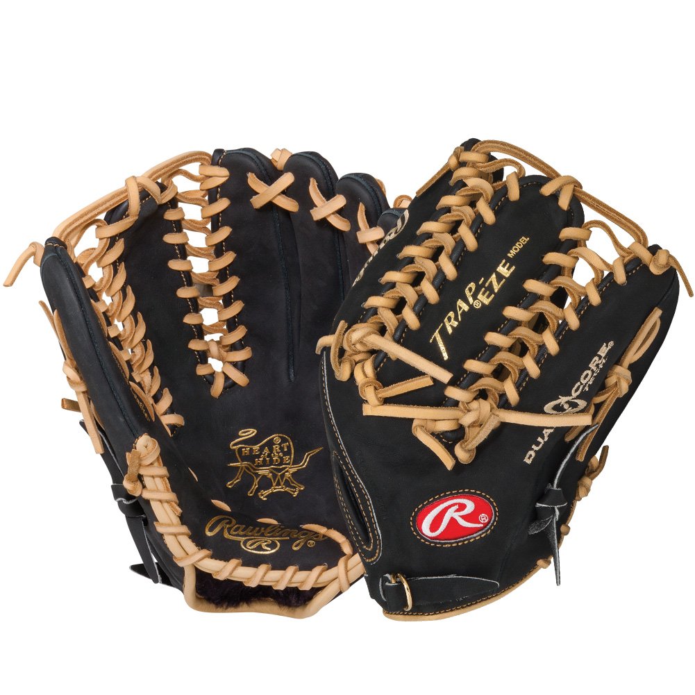 Rawlings PRO601DCB Heart of the Hide 12.75 inch Dual Core Baseball Glove (Right Handed Throw) : Recommended for adult or elite player. Heart of the Hide soft leather shell. 30% player break-in. Tennessee Tanning pro lace. Deer-tanned cowhide lining. This Heart of the Hide Dual Core baseball glove from Rawlings features TrapEze Web pattern, which is referred to as the six finger glove. The web is part of the glove, not separate from it, allowing for maximum strength. With its 12 34 inch pattern, deep pocket, and open web, this pattern is the most popular glove among outfielders. This new Heart of the Hide leather is tanned softer for that game ready feel with the durability and consistency remaining the same. The softness of the new leather allows for less break in time. This Series of gloves now features Dual Core Technology, which is position specific break points in the glove pattern.