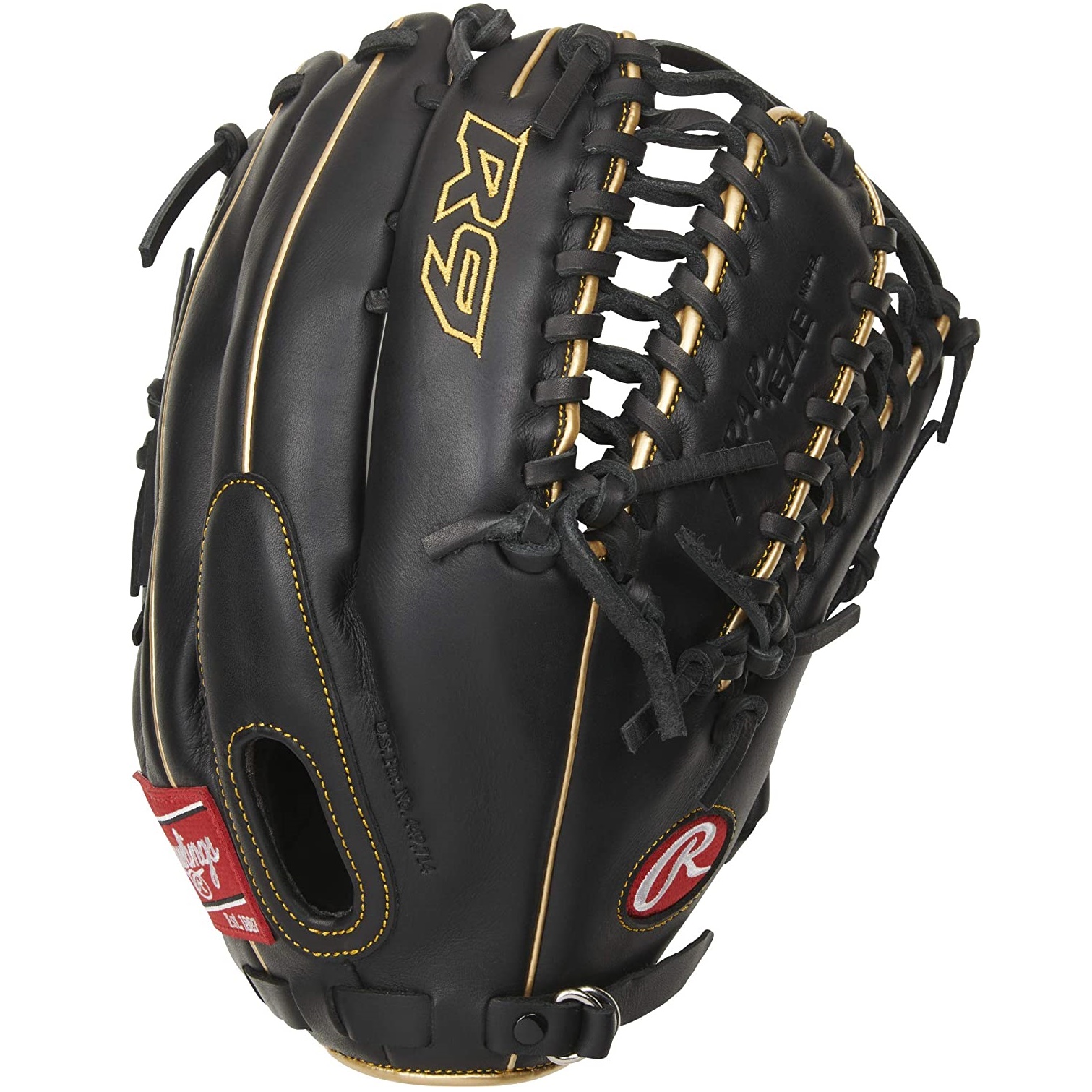 The 2021 R9 Series 12.75-Inch outfield glove was carefully constructed with a durable, all-leather shell. As a result, it's a perfect choice for players looking for a quality glove without breaking the bank. It offers a soft, game-ready feel that's great for select youth and high school players. This R9 outfield glove features a pro-like design and a 601-pattern, the same used by superstar Mike Trout. This pattern is popular for it's huge, deep pocket and classic Trap-Eze web. In addition, our R9 gloves offer superior comfort and feel thanks to the padded finger back lining and thumb loop, and reinforced palm pad. All this is packed in a classic, eye-catching black and gold design too. The R9 outfield glove is perfect for any player looking for a quality glove at a great value.  Throwing Hand: Right Sport: Baseball Back: Conventional Player Break-In:20 Fit: Standard Level: Adult Lining: Padded finger back liners Padding: Reinforced palm pad Series: R9 Shell: Soft, durable all-leather Web: Trap-Eze Size: 12.75 in Pattern: 601 Age Group: High School, 14U, 12U, 10U 