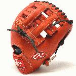 Rawlings Red Orange Heart of the Hide 11.5 H Web Chocolate Lace Baseball Glove Right Hand Throw