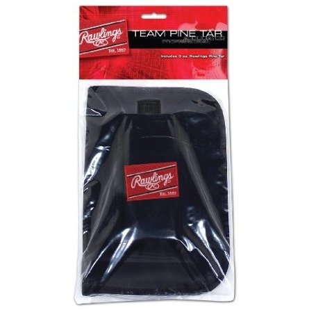 Rawlings Team Pine Tar : A pro-model pine tar applicator for the entire team. Heavy duty black nylon travel case with sewin in cloth interior. Measures 18 x 9 when opened. Includes one bottle of 3 oz liquid pine tar solution (PTL) inside pocket. Strap with snap-swivel hangs on the fence. 3 oz bottle of pine tar solution.