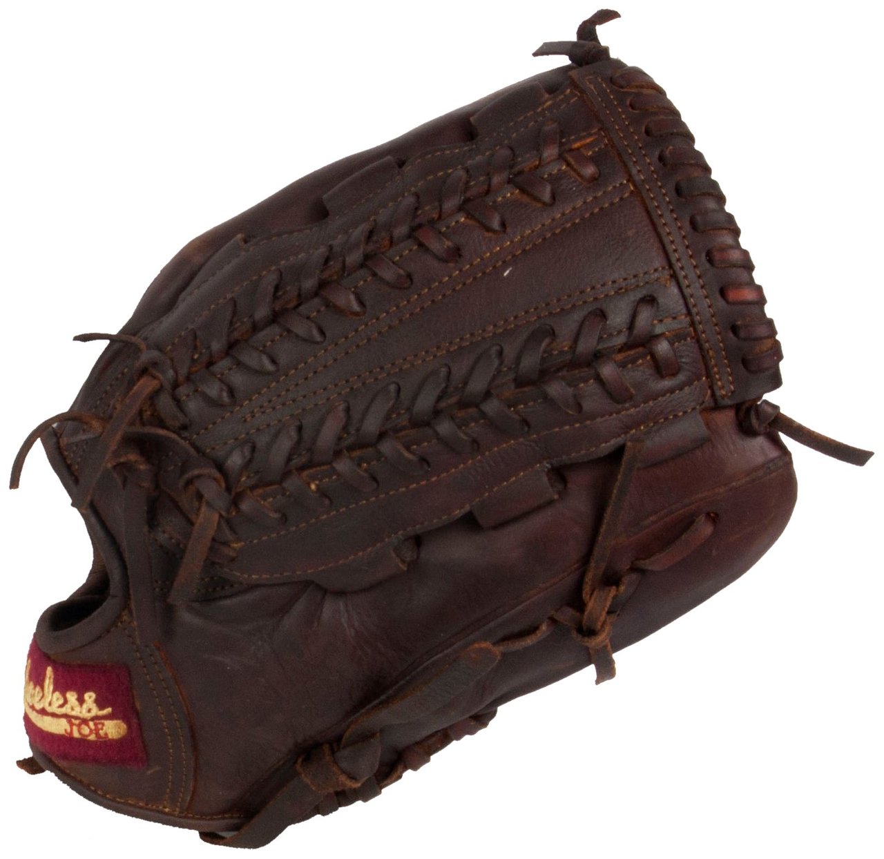 Shoeless Joe V-Lace Web 12 inch Baseball Glove (Right Hand Throw) : Shoeless Joe Gloves give a player the quality, feel and style of the gloves used by professional ball players over the last 100 years. You can choose glove models used in the first half of century in the Golden Age Series or today`s models in the Professional Model Series. The Shoeless Joe gloves are individually hand-cut and sewn from Special Aged Antique Tobacco Leather Hides. Shoeless Joe gloves are then hand-rubbed with old time ingredients to soften the leather before they go through their breaking in process that leaves the Glove with a beaten up and `Game Worn` look and feel, of a broken in glove. Thus each glove is unstructured giving it its own unique feature. Players can choose to play with an old time or modern day web without having to change to another model. A great play is lived only once, but your glove, you`ll keep it forever. If you end a game with a clean uniform our gloves are not for you.