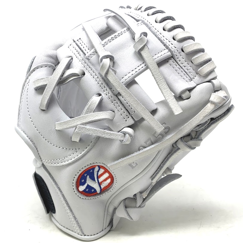 The Valle Eagle 975S Series in the Valle trademark  all white color – The Eagle series is made of the  highest quality USA Steer Hide  leather , and has USA tanned leather lacing. The Eagle 975S Series  has  the I-Web style with double lacing, easily adjustable wrist back.