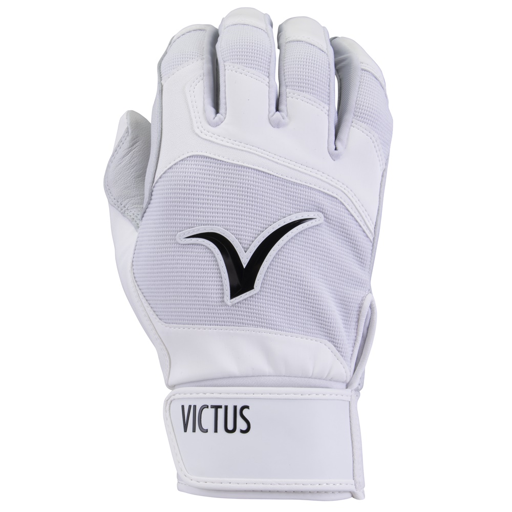 Victus DEBUT 2.0 BATTING GLOVES The Victus White Batting Gloves, also known as the Debut 2.0 Batting Gloves, are a top-of-the-line sports accessory for serious baseball players. These gloves are designed to offer players a comfortable and flexible fit while also improving grip and durability. One of the key features of these gloves is the Pittards® sheepskin palm, which is known for its high quality and long-lasting performance. The Gripster® technology that is integrated into the palm further improves grip and ensures that the gloves provide excellent control in all weather conditions. In addition, the back of the hand is made of a two-way stretch knit Carbonium Synthetic material that offers improved flexibility while still maintaining structure. This helps players to have a better grip on their bat and a greater range of motion in their hands. The Debut 2.0 Batting Gloves are available in three different colors: Jet Black, Arctic White, and Wolf Gray. The lightweight neoprene cuff provides added support and comfort, making these gloves a must-have for any serious baseball player. If you're looking for high-performance gloves that offer superior grip, durability, and flexibility, the Victus White Batting Gloves are an excellent choice.    Two-way stretch knit Carbonium Synthetic back of hand offers improved flexibility while maintaining structure. Lightweight neoprene cuff provides support and better range of motion.         Reviews:   These batting gloves are beyond my expectations! The construction quality is exceptional, and they are extremely comfortable, strong, and soft. They fit perfectly.   These gloves are amazing! The quality is top-notch, and they are sturdy, comfortable, soft, and look really cool. I'm a tall guy (6'4'') and ordered an XL, and they fit me perfectly.   These are the most comfortable batting gloves I've ever used, and they last longer than expected. I absolutely love them.   Even though I'm a softball player, these batting gloves are the best I've ever used. They have a comfortable fit, nice grip, and are very durable. The back of the gloves is ventilated, so they don't feel like snow gloves in the summer.   These gloves fit perfectly and are breathable. I can't wait to use them with my FT23 and hit some home runs!  