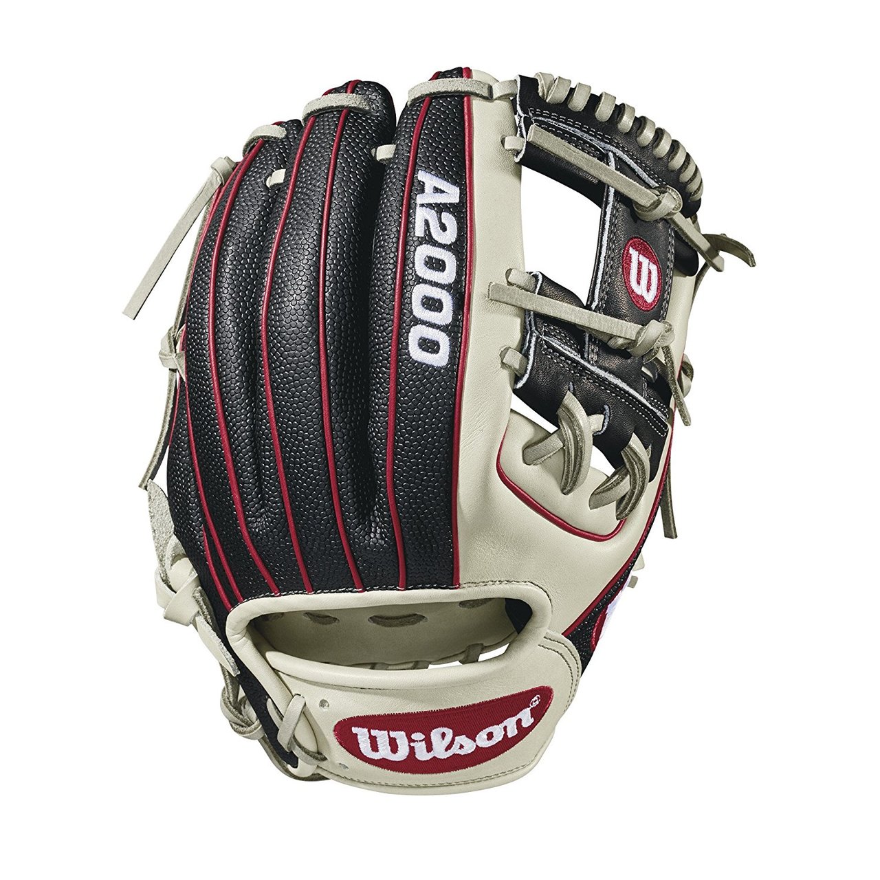 The new A2000® 1786 SS takes Wilson's most popular infield pattern and pairs it with innovative SuperSkin™ material. Infielders love the 1786 because the H-web and double X lacing at the web base keep the pocket shallow for an easy transfer. This model -- made with Black SuperSkin™ and Silver and Brick Red Pro Stock leather -- is often broken in with a flattened, flared shape.     The Wilson A2000®, the most famous baseball glove in the game, continues to improve. Master Craftsman Shigeaki Aso and his glove team are constantly refining Pro Stock patterns with the insights of players from back fields to Major League stadiums to bring the best possible product to the diamond. Made with Pro Stock leather identified specifically for Wilson gloves for its durability and unmatched feel, A2000®s are built to break in perfectly and last for multiple seasons. It’s the perfect ball glove for hard-working players.     The A2000® SuperSkin™ gloves are the utility players of the Wilson lineup. A versatile mix of Pro Stock leather and man-made SuperSkin™ makes the glove stronger, lighter and easier to break in than the all-leather A2000.           