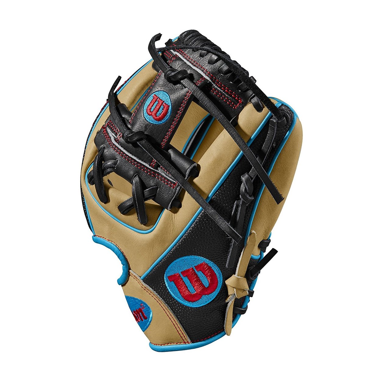 The 2018 A2000 DP15 SS is a new model in Wilson's Pedroia Fit line-up, which are built with the patented Pedroia Fit to better suit players with smaller hands. This A2000 DP15 SS, made with Black SuperSkin, and Blonde and Tropical Blue Pro Stock Leather, has a smaller hand opening and more narrow finger stalls to fit smaller hands -- but all the same craftsmanship you expect in an A2000.     The Wilson A2000, the most famous baseball glove in the game, continues to improve. Master Craftsman Shigeaki Aso and his glove team are constantly refining Pro Stock patterns with the insights of players from back fields to Major League stadiums to bring the best possible product to the diamond. Made with Pro Stock leather identified specifically for Wilson gloves for its durability and unmatched feel, A2000s are built to break in perfectly and last for multiple seasons. It's the perfect ball glove for hard-working players.       