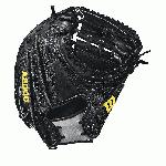 33.5 catcher model, half moon web Thumb Protector Black SuperSkin -- twice the strength but half the weight of cowhide leather Black and Gray Pro Stock leather, preferred for its rugged durability and unmatched feel Dual welting for a durable pocket and long-lasting break-in