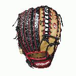 12.75 outfield model, 6 finger trap web Black SuperSkin -- twice the strength but half the weight of cowhide leather Blonde and Red Pro Stock leather, preferred for its rugged durability and unmatched feel Dual welting for a durable pocket and long-lasting break-in