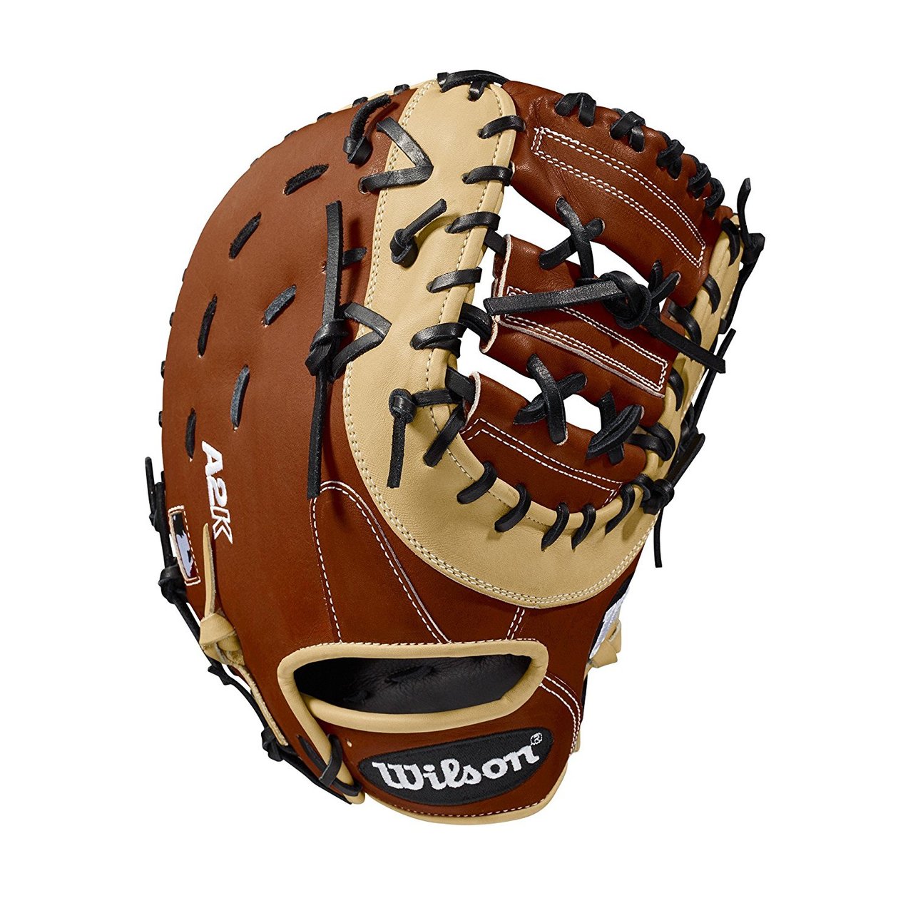 12.5 first base model, double horizontal bar web Copper, blonde and black Pro Stock Select leather, chosen for its consistency and flawlessness Rolled dual welting for long-lasting shape and quicker break-in Double palm construction, providing maximum pocket stability 3x more shaping, to help reduce break-in time