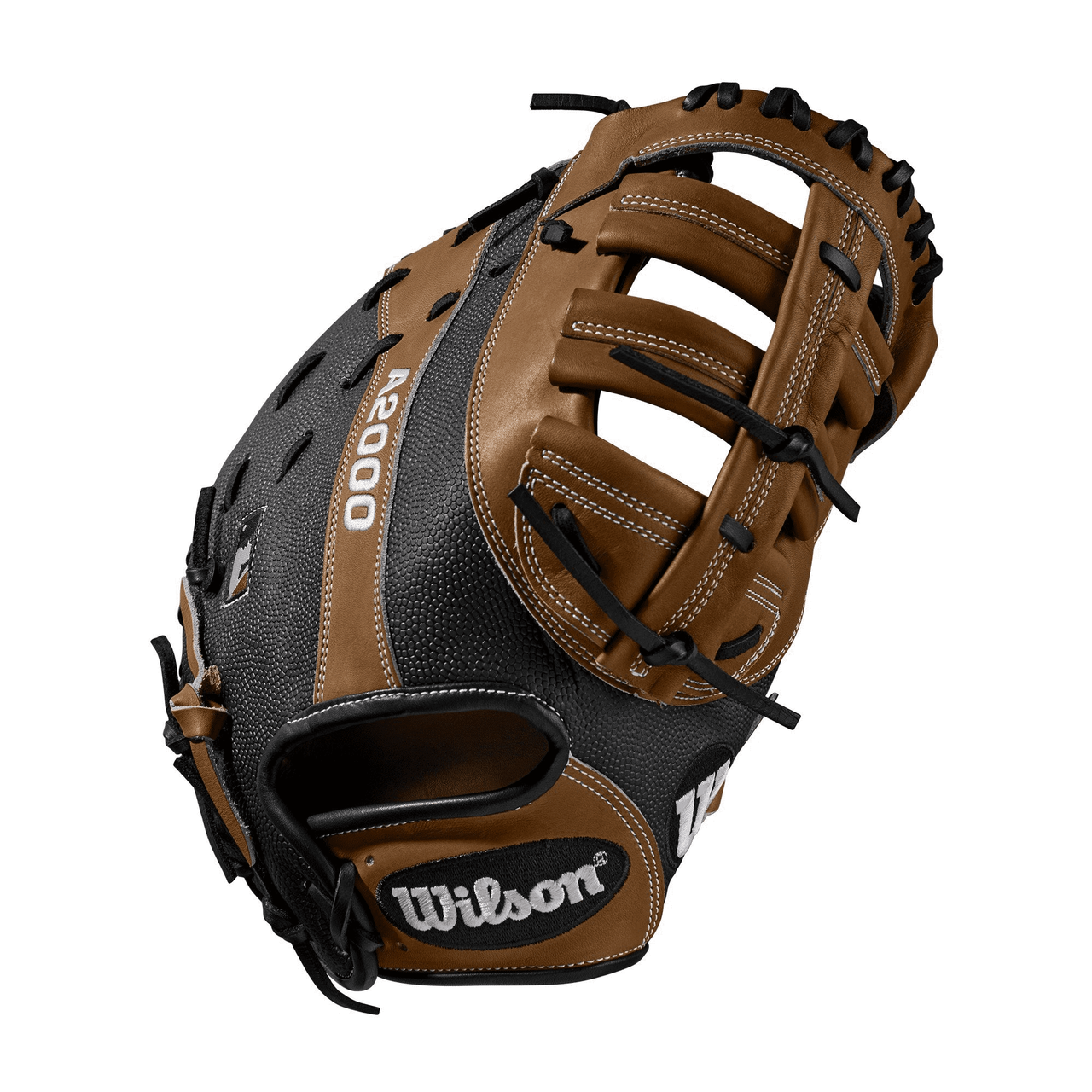 The Wilson A2000 1614 is one of the largest first base models in our lineup at 12.5. Featuring a perfect combination of Pro Stock Leather and durable, lightweight SuperSkin and a single break open back, it's made for guys ready to lead their team on defense.   The A2000 SuperSkin glove series is the utility player of the Wilson lineup. A versatile mix of Pro Stock leather and man-made SuperSkin makes the glove stronger, lighter and easier to break in than the all-leather A2000.