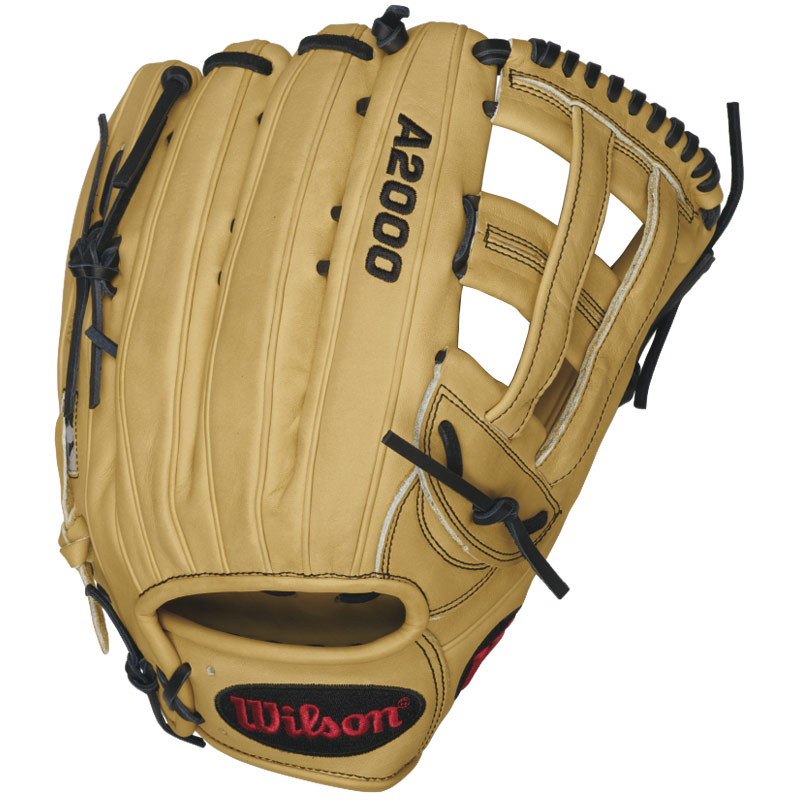 12.75 Inch Pattern Colorway: Blonde  Black Red Dri-Lex Wrist Lining  Ultra-Breathable, Moisture Wicking Material H-Web Wilson Dual Post Web Outfield Specific Design Pro Outfield Pattern Pro Stock Leather - Long-Lasting Structure, Great Break-In Rolled Dual Welting - Allows Glove to Retain Shape Better Over Time