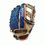 Talk about a head-turner. This Blonde Pro Stock Leather-Blue SuperSkin custom A2000 1785 is sure to catch fans' eyes while you're making plays. A Cross Web design with baseball stitching ties it all together in this beautiful 11.75 model. Each month, Wilson unveils a new A2K or A2000 Glove of the Month -- a unique limited-edition Pro Stock ball glove available only in-store from select dealers. Past Glove of the Month gloves have included player customs, one-of-a kind models and fan-designed contest winners. A portion of the proceeds go to Pitch in for Baseball, a longtime Wilson charity partner.