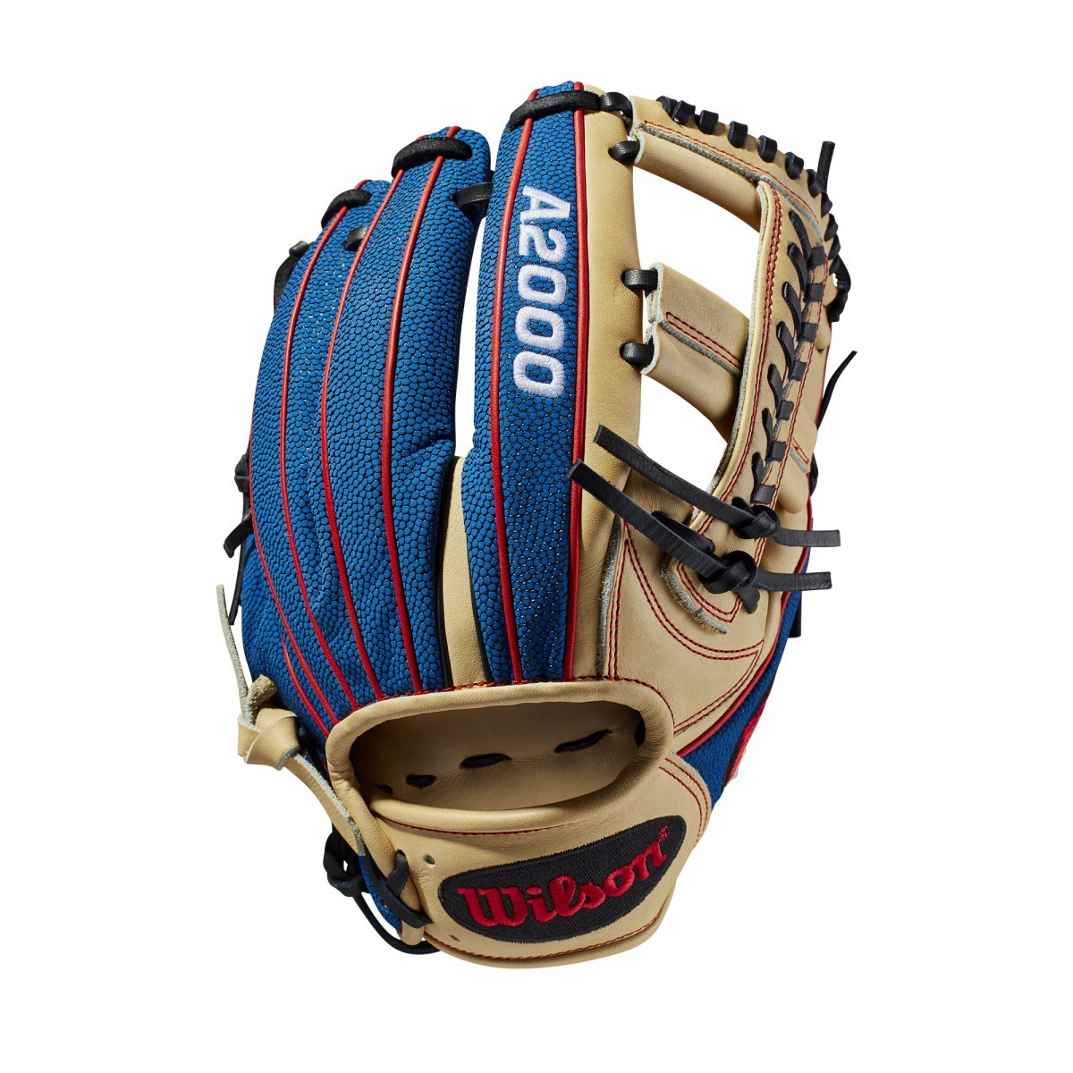 Talk about a head-turner. This Blonde Pro Stock Leather-Blue SuperSkin custom A2000 1785 is sure to catch fans' eyes while you're making plays. A Cross Web design with baseball stitching ties it all together in this beautiful 11.75 model. Each month, Wilson unveils a new A2K or A2000 Glove of the Month -- a unique limited-edition Pro Stock ball glove available only in-store from select dealers. Past Glove of the Month gloves have included player customs, one-of-a kind models and fan-designed contest winners. A portion of the proceeds go to Pitch in for Baseball, a longtime Wilson charity partner.