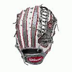 Are you an outfielder who loved the February SnakeSkin-style GOTM model Don't worry, we've got something for you, too. This A2000 OT6 features Grey SnakeSkin Pro STock Leather and White SuperSkin that comes together flawlessly with Red logos and welting in a hard-hitting design that's incredibly lightweight. Each month, Wilson unveils a new A2K or A2000 Glove of the Month -- a unique limited-edition Pro Stock ball glove available only in-store from select dealers. Past Glove of the Month gloves have included player customs, one-of-a kind models and fan-designed contest winners. A portion of the proceeds go to Pitch in for Baseball, a longtime Wilson charity partner. A2000 OT6SS 12.75 Six-Finger Trap Web Grey Pro Stock Leather White SuperSkin.