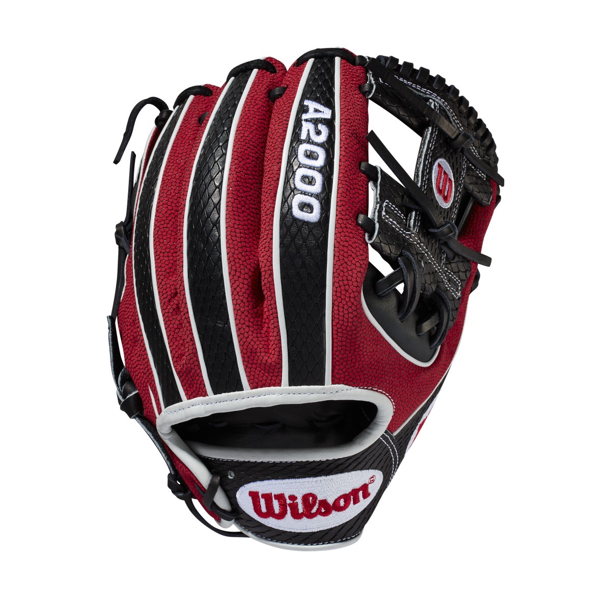 Snakeskin-printed Pro Stock Leather returns to the Glove of the Month in this fiery A2000 1786SS design. With Black SnakeSkin style Pro Stock Leather and Red SuperSkin, this glove is unlike anything we've ever created - calling it hot doesn't even come close to doing it justice. Each month, Wilson unveils a new A2K or A2000 Glove of the Month -- a unique limited-edition Pro Stock ball glove available only in-store from select dealers. Past Glove of the Month gloves have included player customs, one-of-a kind models and fan-designed contest winners. A portion of the proceeds go to Pitch in for Baseball, a longtime Wilson charity partner.