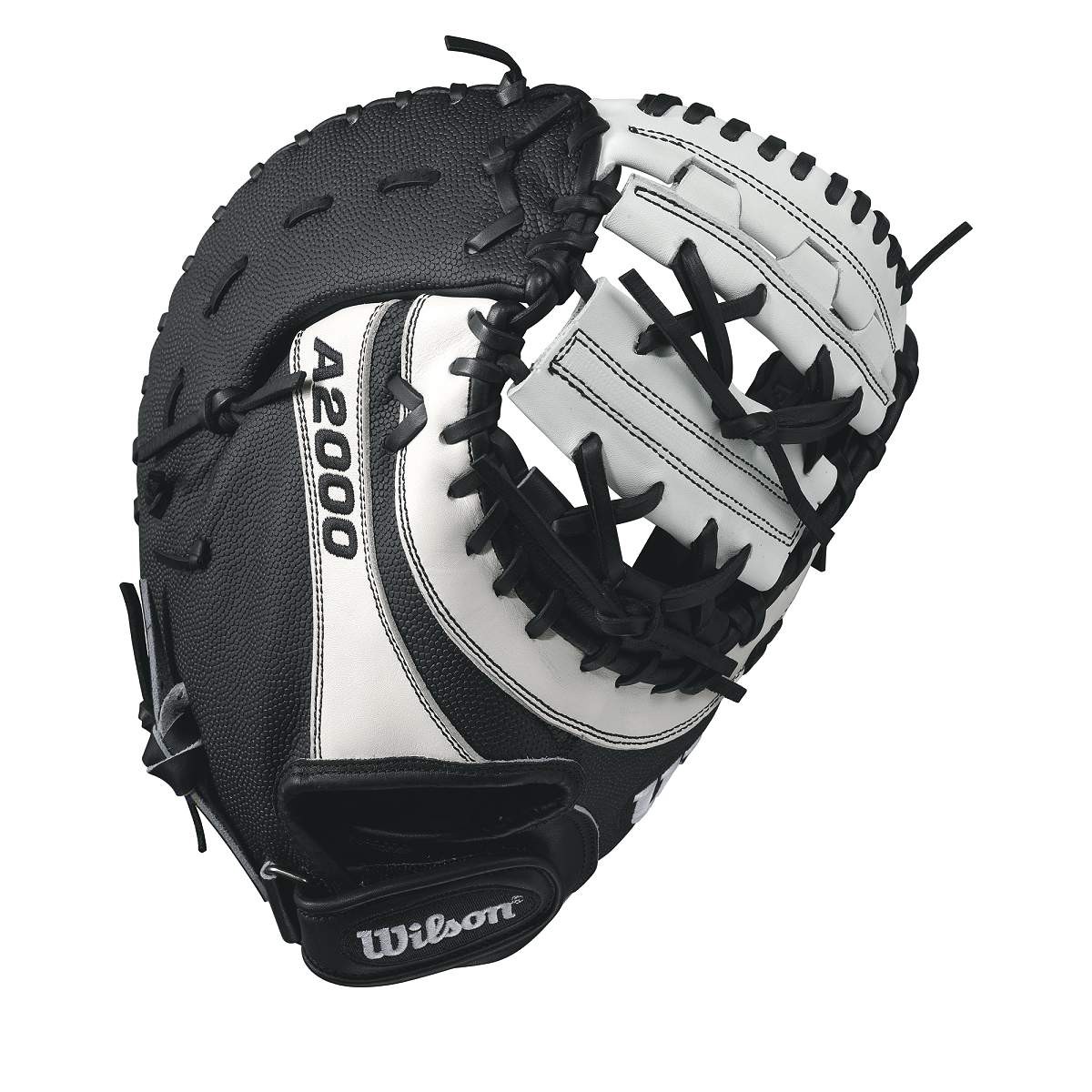 The Wilson A2000 BM12 SS fastpitch first base mitt was designed with a single heel-break allowing for a thumb to middle finger break-in. Constructed with black and WHITE Pro Stock Leather and Super Skin, the A2000 BM12 SS is both light and durable so you can use it season after season.