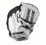 A2000 CM34 WS - 34 Wilson A2000 CM34 White Super Skin 34 Fastpitch Catcher's MittA2000 CM34 White Super Skin Fastpitch Catcher's Mitt - Right Hand ThrowWTA20RF17CMSS The black and white A2000 CM34 is constructed with Pro Stock Leather and Super Skin to create an amazingly light and durable mitt. This glove features an all new Horizontal Hinge Web that controls spin to keep the ball in the pocket so you can control home plate. A serious glove for a serious ballplayer. The fastpitch A2000 lineup is created with the Custom Fit System so that every fastpitch player can have a glove that fits her hand - no matter how tight she wears it. The superior feel and durability come from the premium Pro Stock leather that breaks in perfectly and lasts from one season to the next.34 Catcher ModelHorizontal Hinge WebD-Fusion pocket pad creates No Sting Catch ZoneFastpitch-specific modelPro Stock Leather combined with Super Skin for a light, long lasting glove and a great break-in catcherRHT 34 horizontal hinge webPro Stock Leather A2000 1790 SS Onyx FPCMA2000 M1 SSA2000 Glove Care Kit Aso-San Glove Mallet Wilson Fastpitch: Your Glove is Your Glove