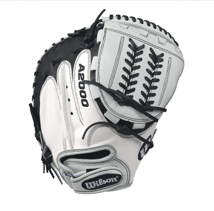 A2000 CM34 WS - 34 Wilson A2000 CM34 White Super Skin 34 Fastpitch Catcher's MittA2000 CM34 White Super Skin Fastpitch Catcher's Mitt - Right Hand ThrowWTA20RF17CMSS The black and white A2000 CM34 is constructed with Pro Stock Leather and Super Skin to create an amazingly light and durable mitt. This glove features an all new Horizontal Hinge Web that controls spin to keep the ball in the pocket so you can control home plate. A serious glove for a serious ballplayer. The fastpitch A2000 lineup is created with the Custom Fit System so that every fastpitch player can have a glove that fits her hand - no matter how tight she wears it. The superior feel and durability come from the premium Pro Stock leather that breaks in perfectly and lasts from one season to the next.34 Catcher ModelHorizontal Hinge WebD-Fusion pocket pad creates No Sting Catch ZoneFastpitch-specific modelPro Stock Leather combined with Super Skin for a light, long lasting glove and a great break-in catcherRHT 34 horizontal hinge webPro Stock Leather A2000 1790 SS Onyx FPCMA2000 M1 SSA2000 Glove Care Kit Aso-San Glove Mallet Wilson Fastpitch: Your Glove is Your Glove