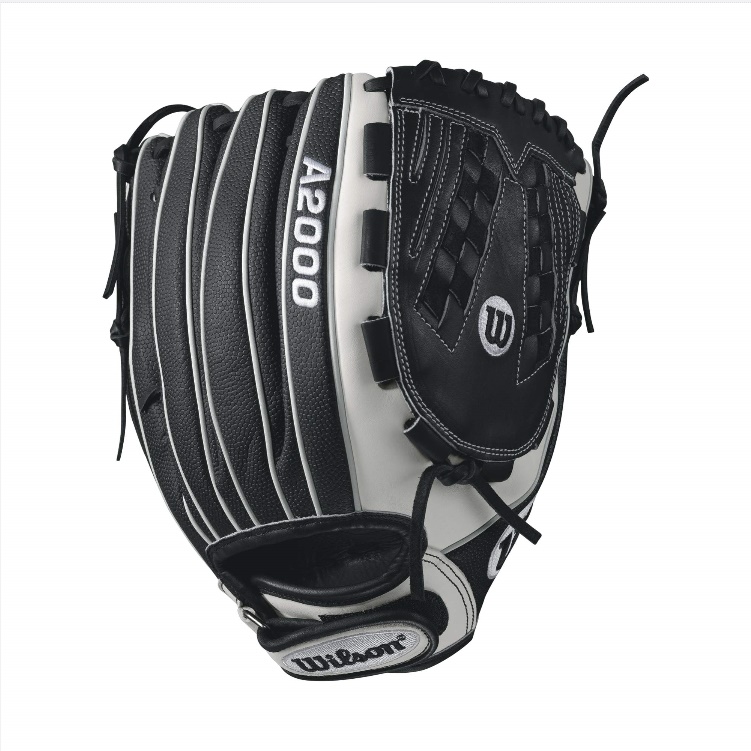 A2000 V125 SS - 12.5 Wilson A2000 V125 Super Skin 12.5 Outfield Fastpitch GloveA2000 V125 12.5 Outfield Fastpitch Glove - Right Hand Throw A2000 V125 12.5 Outfield Fastpitch Glove - Left Hand Throw WTA20RF17V125SS WTA20LF17V125SS Master the outfield with the 12.5 Wilson A2000 V125 SS glove. This black and white outfield softball glove is long enough to give you the reach you need, and the Victory Web creates a solid and deep pocket. Glove-lightening Super Skin is used strategically so your glove won't weigh you down.A serious glove for a serious ballplayer. The fastpitch A2000 lineup is created with the Custom Fit System so that every fastpitch player can have a glove that fits her hand - no matter how tight she wears it. The superior feel and durability come from the premium Pro Stock leather that breaks in perfectly and lasts from one season to the next.12.5 Outfield ModelVictoryWebFastpitch-specific model Comfort Velcro Wrist Closure for a secure and comfortable fitD-Fusion pocket pad creates No Sting Catch ZonePro Stock Leather combined with Super Skin for a light, long lasting glove and a great break-inDual Welting for a durable pocketAvailable in right hand throw and left hand throwOutfield both12.5 victory web Pro Stock Leather A2000 FP1275 SS Onyx FP 1275 Onyx FPV125A2000 Glove Care Kit Aso-San Glove Mallet Wilson Fastpitch: Your Glove is Your Glove