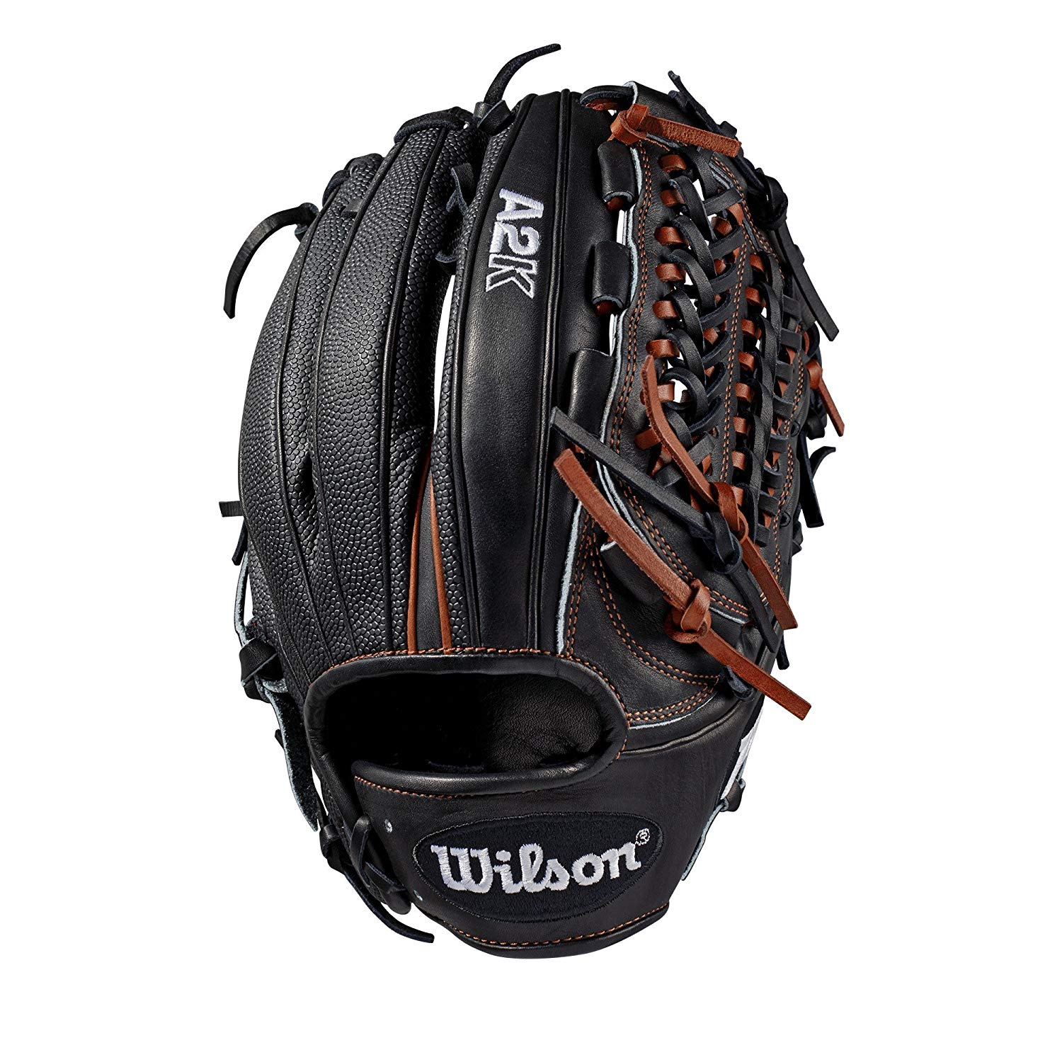 Pitcher model; closed Pro laced web; available in right- and left-hand Throw Black SuperSkin, twice as strong as regular leather, but half the weight Black Pro Stock Select leather, chosen for its consistency and flawlessness Rolled dual welting for long-lasting shape and quicker break-in Double palm construction, providing maximum pocket stability and 3x more shaping to help reduce break-in time.