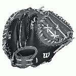 Wilson A2K Catchers Mitt Pudge 32.5 inch. The Wilson 32.5 Inch A2K 1791 Catchers Mitt features an extended palm to reduce rebound and a wider web and stiffer thumb.  The Dri-Lex wrist lining helps move moisture away from your skin to keep you cool and comfortable through every inning. The 1791 is the most popular MLB catcher's mitt pattern from Wilson. The A2K is the most premium baseball glove available from Wilson, and it all starts with the leather. Pro Stock™ Leather is triple sorted to identify the most flawless pieces, resulting in the softest and most durable ball glove leather. Pro Stock™ Select Leather combined with patterns built over decades of work with the top MLB® catchers - from Tony Peña to AJ Ellis - make for the most popular mitts in the league.  New this season, the laces in the pocket are covered with a reinforcing piece of leather to minimize wear and break down. 32.5 inch Catcher's Model. Half Moon Web. Extended Palm. Reinforced Dual Web Post Pattern. Pro Stock Select Leather. 2X Palm Construction provides maximum pocket stability. Rolled Dual-Welting for quicker break in. 3X more craftsman shaping at the factory means your glove is pounded and shaped by a master technician at the factory, reducing break in time for you.