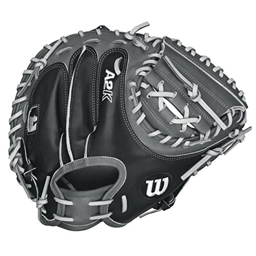 Wilson A2K Catchers Mitt Pudge 32.5 inch. The Wilson 32.5 Inch A2K 1791 Catchers Mitt features an extended palm to reduce rebound and a wider web and stiffer thumb.  The Dri-Lex wrist lining helps move moisture away from your skin to keep you cool and comfortable through every inning. The 1791 is the most popular MLB catcher's mitt pattern from Wilson. The A2K is the most premium baseball glove available from Wilson, and it all starts with the leather. Pro Stock™ Leather is triple sorted to identify the most flawless pieces, resulting in the softest and most durable ball glove leather. Pro Stock™ Select Leather combined with patterns built over decades of work with the top MLB® catchers - from Tony Peña to AJ Ellis - make for the most popular mitts in the league.  New this season, the laces in the pocket are covered with a reinforcing piece of leather to minimize wear and break down. 32.5 inch Catcher's Model. Half Moon Web. Extended Palm. Reinforced Dual Web Post Pattern. Pro Stock Select Leather. 2X Palm Construction provides maximum pocket stability. Rolled Dual-Welting for quicker break in. 3X more craftsman shaping at the factory means your glove is pounded and shaped by a master technician at the factory, reducing break in time for you.