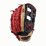 Mookie is making a name for himself in Boston, so it's only right he has a gamer to match his style. A SuperSkin A2K model in 12.75 gives him the additional length and lightweight feel he needs to chase down balls in the alley. If there's a ball in his vicinity, Mookie and his glove will make the play. 12.75 Game Model for Mookie Betts Dual Post Web Navy and Blonde Pro Stock Select Leather, chosen for its consistency and flawlessness Red SuperSkin™, twice as strong as regular leather, but half the weight Available in right- and left-hand throw Rolled Dual Welting™ for long-lasting shape and quicker break-in Double Palm Construction, providing maximum pocket stability 3x More Shaping, to help reduce break-in time.