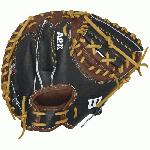 Wilson A2K Catcher Baseball Glove 32.5 A2K PUDGE-B Every A2K Glove is hand-selected from the top 5% of Wilson Pro Stock hides for the uniform thickness and density; delivers low-rebound performance, optimal weight, extended durability and unmatched pocket stability. Wilson A2K Features: 32.5 catcher's mitt Extended Palm Web Wrist Guard Pro-stock hand selected steerhide Excellent pocket stability Micro-Perf lining Dri-Lex ultra-breathable wrist lining The finest cuts of leather. Meticulous construction. Three times more hand shaping by Wilson master technicians. All these qualities make the A2K® our premier glove. The one players turn to when they want a long-lasting glove that breaks in without breaking down. Made from the top 5% of Pro Stock® Select leather, each hide is chosen for consistency and flawlessness, so the A2K baseball glove is the most premium glove available. PRO STOCK SELECT LEATHER: The top 5% of Pro Stock hides are chosen by a triple sorting process for consistency and flawlessness. The 2016 A2Ks are Jet Black, Blonde and Dark Brown. ROLLED DUAL WELTING Thin strips of Pro Stock leather are skived thin and rolled to provide long-lasting shape and a quicker break in. DOUBLE PALM CONSTRUCTION: A thin, strategically cut piece of leather is placed between the palm liner and outer shell, providing maximum pocket stability. 3X MORE SHAPING: A master technician spends three times longer pounding and shaping the A2K by hand, which reduces break-in time. ½ Moon Web