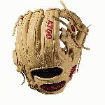 11.5 inch Baseball glove H-Web design Blonde Full-Grain leather. The all-new A700 line of Wilson gloves are the epitome of game-ready. Designed with soft, full grain cowhide leather, this Blonde 11.25 I -Web model gives you the perfect feel without the added bulk of other gloves. - 11.25 Inch Model - I Web - Blonde Full-Grain Leather - Game Ready Break-In.