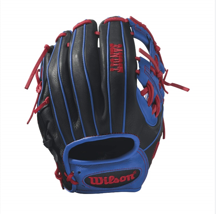 Bandit 1786 - 11.5 Wilson Bandit 1786 Infield Baseball GloveBandit 1786 11.5 Infield Baseball Glove - Right Hand ThrowWTA12RB171786 The 1786 11.5 Bandit infield glove is made with black, red and blue Soft Full-Grain Steerhide leather, an H-web and is perfect for the young travel infielder. It comes with Pedroia Fit for a snugger feel that many infielders enjoy. Using some of Wilson's most popular color palettes, the Bandit is the glove for the young travel ballplayer who likes a little style to go along with his on-the-field substance. Its soft full-grain steerhide brings the perfect balance of minimal break-in and outstanding durability.11.5 Infield Model H-web Soft Full-Grain Steerhide LeatherInfieldRHT 11.5 H-Web Soft Full-Grain Steerhide Leather Bandit 1786 Pedroia Fit Bandit 1786 Pedroia FitA2000 T-ShirtGlove Care Kit Aso-San Glove Mallet Aso breaks in Brandon Phillips Glove