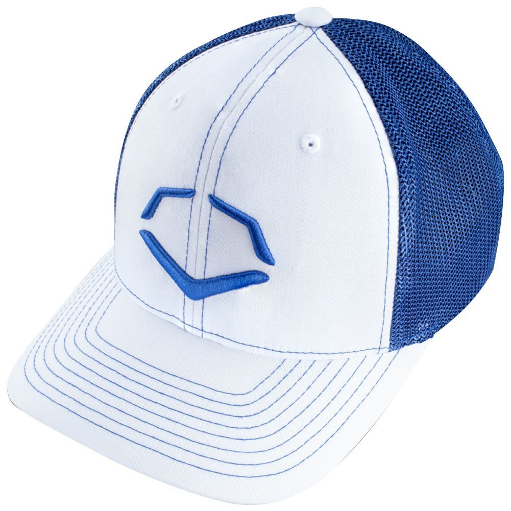 wilson-sporting-goods-unisex-evoshield-royal-steed-stripe-mesh-flexfit-hat-small-medium WTV1036420420SMMD Wilson 840041120196 56% Polyester/42% Cotton/2% SPANDEX Imported Flex-fit trucker hat Embroidered logo on