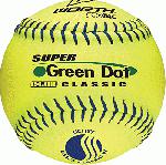 11 Inch Slowpitch Softball USSSA Classic W Classification Poly-X Core Pro Tac Cover Blue Stitch Color 11 inch optic yellow ball Super Green Dot Classic ball.